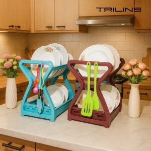 RAK PIRING PLASTIK 2 SUSUN MINI TRILINS / SERBAGUNA MULTIFUNGSI Murah dan Berkualitas