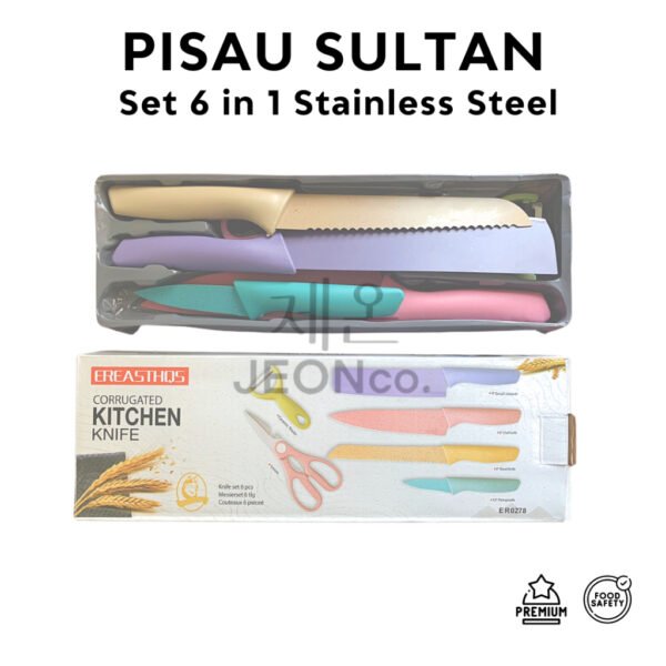 PISAU SULTAN Dapur Set 6 in 1 Bahan Stainless Steel PREMIUM Anti Lengket Peralatan Masak