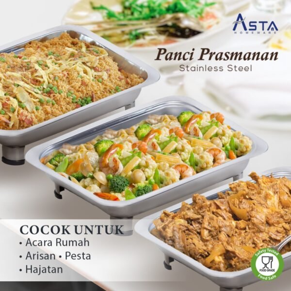 Wadah Makanan Stainless - Panci Prasmanan - Chafing Dish Tutup Kaca - Food Grade | Asta Homeware