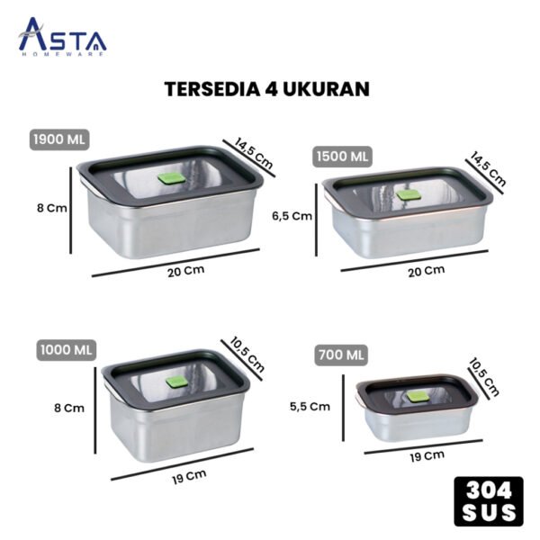 Wadah Makanan - Stainless Steel SUS 304 - Food Container - Kedap Udara | Asta Homeware
