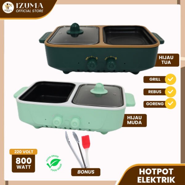 id-11134207-7r98q-lm43094t54819b IZUMA MINI ELEKTRIK HOTPOT 2 IN 1/ALAT MASAK SERBAGUNA/TEMPAT MASAK BBQ,SHABU-SHABU/ELEKTRIK