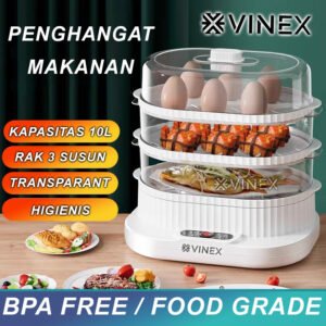 VINEX Electric Steamer Alat Kukus 10L Kukusan Listrik Multifungsi 3 Lapis Garansi Resmi