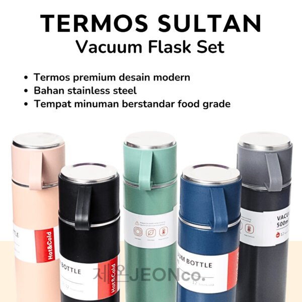 TERMOS SULTAN Vacum Flask Set Botol Minum Cangkir Premium Serbaguna 500 ML Panas Dingin besar Tebal