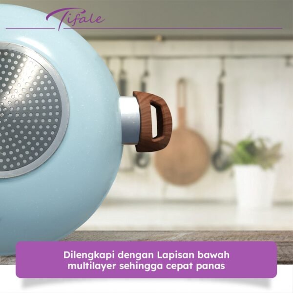 Wokpan Diameter 32cm Glass Lid Granite Steamer Non Stick Dandang Steamer Kukus Siomay dan Bakpao 2in 1 + Tutup Panci Mpasi