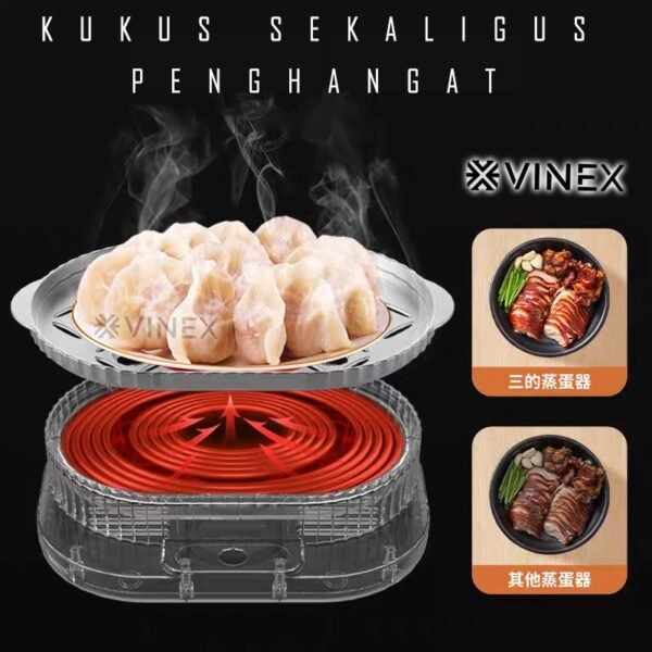 VINEX Electric Steamer Alat Kukus 10L Kukusan Listrik Multifungsi 3 Lapis Garansi Resmi