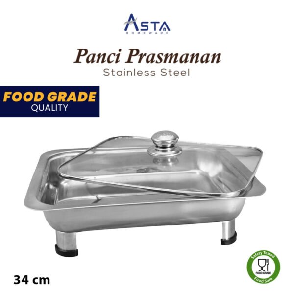 Wadah Makanan Stainless - Panci Prasmanan - Chafing Dish Tutup Kaca - Food Grade | Asta Homeware