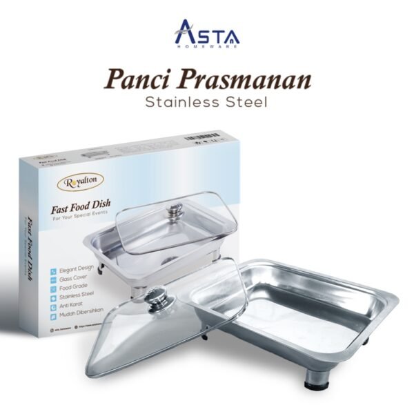 Wadah Makanan Stainless - Panci Prasmanan - Chafing Dish Tutup Kaca - Food Grade | Asta Homeware