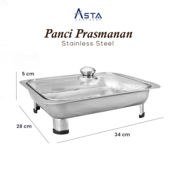Wadah Makanan Stainless - Panci Prasmanan - Chafing Dish Tutup Kaca - Food Grade | Asta Homeware