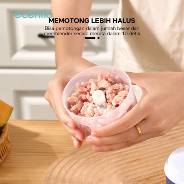 ecentio Mini Chopper Blender 6 pisau 250ml Portable Penggiling Bumbu Dapur Portable Penumbuk bawang biru gelap alat dapur