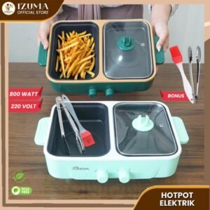IZUMA MINI ELEKTRIK HOTPOT 2 IN 1/ALAT MASAK SERBAGUNA/TEMPAT MASAK BBQ,SHABU-SHABU/ELEKTRIK
