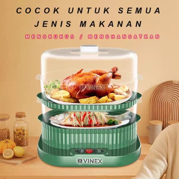 VINEX Electric Steamer Alat Kukus 10L Kukusan Listrik Multifungsi 3 Lapis Garansi Resmi