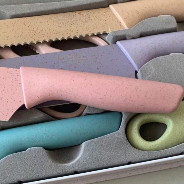 Pisau Dapur Set 6 in 1 Bahan Stainless Steel pisau set pisau buah pisau daging pisau roti gunting set pengupas buah set survenir pisau sultan