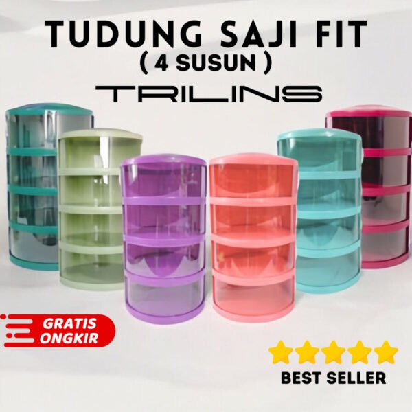 Tudung Saji 4 Susun FIT TRILINS multilayer 1KG tempat penyimpanan makanan Praktis Food Grade Murah
