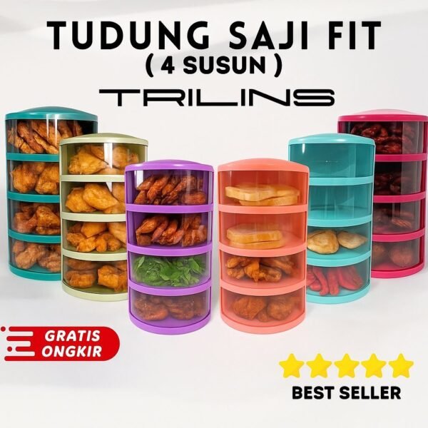 Tudung Saji 4 Susun FIT TRILINS multilayer 1KG tempat penyimpanan makanan Praktis Food Grade Murah