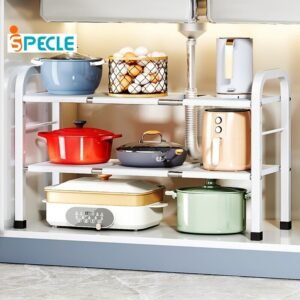 iSPECLE Rak Penyimpanan Dapur Stainless Steel Rak Serbaguna Dapur Bawah Sinki