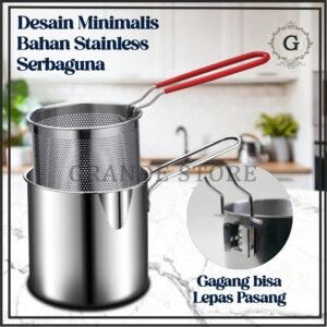 Penggorengan Deep Fryer 4in1 Stainless Anti Karat | Alat Masak Serbaguna Dapur Modern