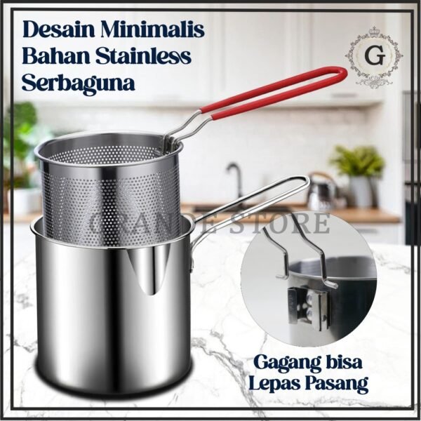 Penggorengan Deep Fryer 4in1 Stainless Anti Karat | Alat Masak Serbaguna Dapur Modern