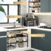 iSPECLE Rak Penyimpanan Dapur Stainless Steel Rak Serbaguna Dapur Bawah Sinki
