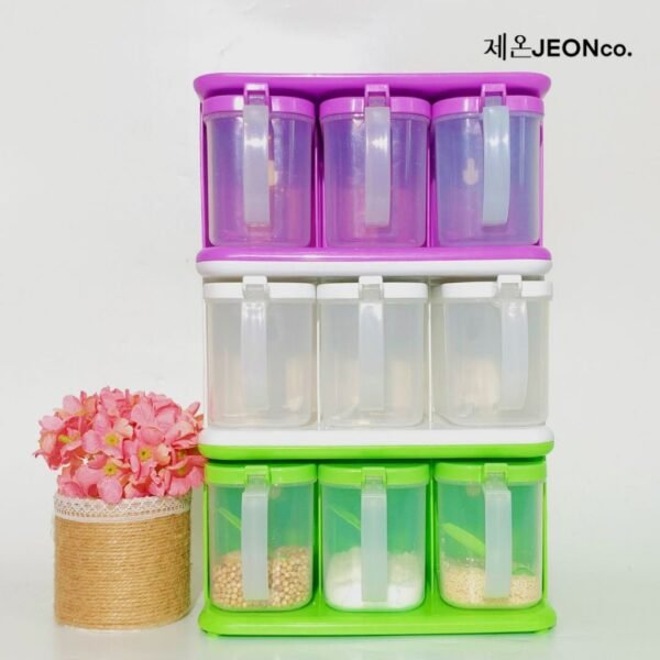 TEMPAT BUMBU 3in1 Penyimpanan Bumbu Makanan Rak Dapur Set Plastik Tebal Fre Sendok Murah Berkualitas