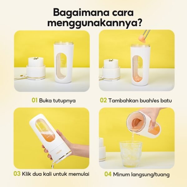 Blender Portable Mini 14 Pisau Juicer 450mL Rechargeable Jus Blender 2400mAh Mixer