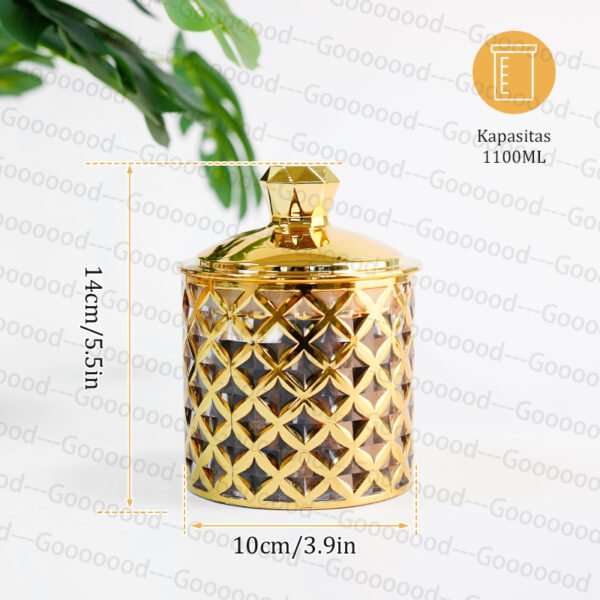 Stoples makanan serbaguna / Stoples akrilik dengan segel berlian / Stoples tertutup rapat / Stoples emas / Stoples Idul Fitri / Stoples Lebaran Emas Toples Mewa
