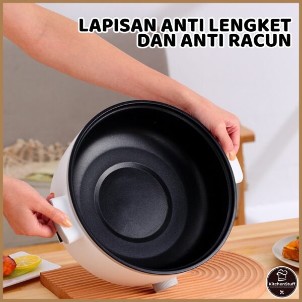 Panci Listrik Serbaguna 3L Anti Lengket Teflon - Multifungsi dengan Kukusan  600W | KITCHEN STUFF
