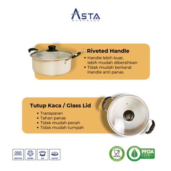Asta Panci Set Anti Lengket 7 Pcs Lengkap Marbello Kitchen Set Serbaguna | Cookware Marble Coating