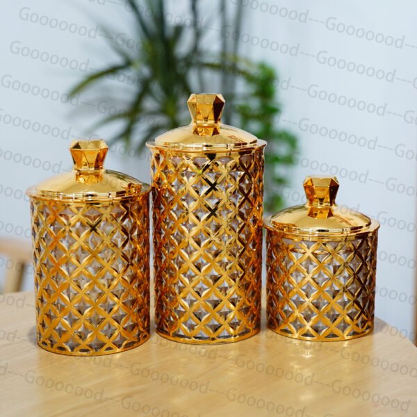 Stoples makanan serbaguna / Stoples akrilik dengan segel berlian / Stoples tertutup rapat / Stoples emas / Stoples Idul Fitri / Stoples Lebaran Emas Toples Mewa