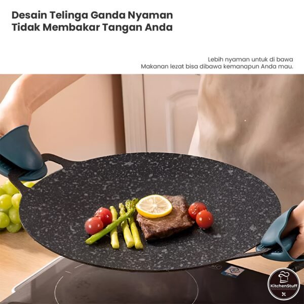 id-11134207-7ras9-m3bpo1zrdgew8a Wajan Panggangan Anti Lengket Bulat Diameter 34CM- Grill Pan Datar untuk BBQ, Daging, dan Sayuran