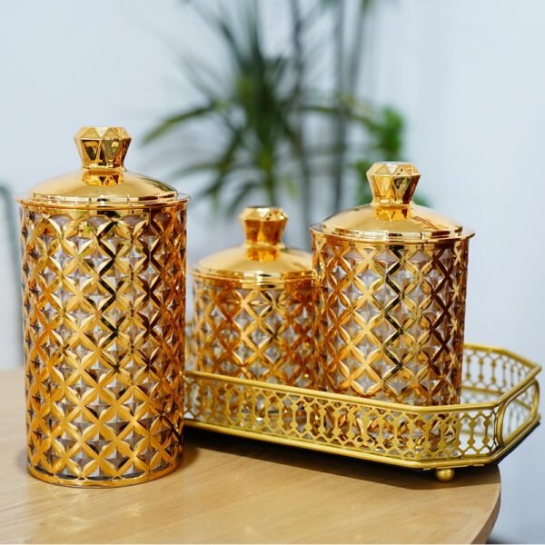 Stoples makanan serbaguna / Stoples akrilik dengan segel berlian / Stoples tertutup rapat / Stoples emas / Stoples Idul Fitri / Stoples Lebaran Emas Toples Mewa