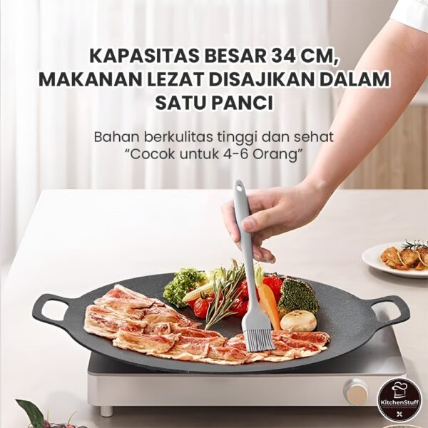 id-11134207-7rasb-m3bpo1zrc1ke88 Wajan Panggangan Anti Lengket Bulat Diameter 34CM- Grill Pan Datar untuk BBQ, Daging, dan Sayuran