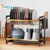 iSPECLE 2/3 Tingkat Rak Piring Stainless Steel Cuci Piring Wastafel Rak Dapur Rak Mangkuk Piring