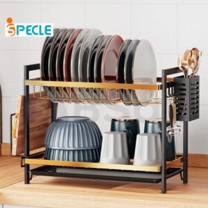 iSPECLE 2/3 Tingkat Rak Piring Stainless Steel Cuci Piring Wastafel Rak Dapur Rak Mangkuk Piring