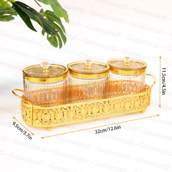 Set 3 buah/Set 4buah/set 6 buah/set toples stoples bersegel plastik palet mewah/toples penyimpanan makanan/toples penyimpanan kue dapur/toples set emas/baki nampan mewah