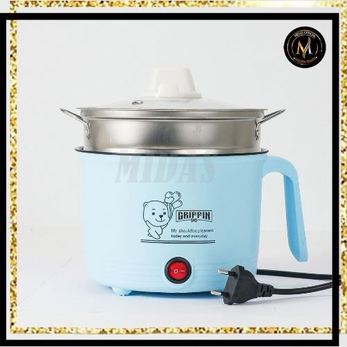 PANCI LISTRIK MINI PORTABLE SERBAGUNA/ELECTRIC COOKER DENGAN TUTUP KACA & PEGANGAN ANTI PANAS UNTUK MIE.TELUR