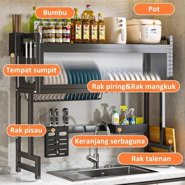 iSPECLE Rak Piring Tertutup Rak Piring Wastafel Dengan Penutup Multi-fungsi Rak Dapur Rak Piring Kabinet Rak Penyimpanan Piring Anti Serangga Dan Debu
