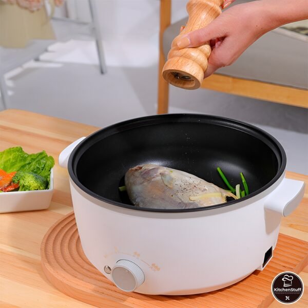 Panci Listrik Serbaguna 3L Anti Lengket Teflon - Multifungsi dengan Kukusan  600W | KITCHEN STUFF