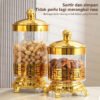 Toples Penyimpanan Makanan Ringan Kedap Udara Plastik Mewah Set Toples Emas Estetika/toples lebaran