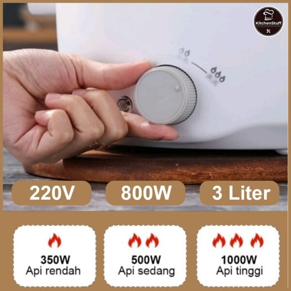 Panci Listrik Serbaguna 3L Anti Lengket Teflon - Multifungsi dengan Kukusan  600W | KITCHEN STUFF