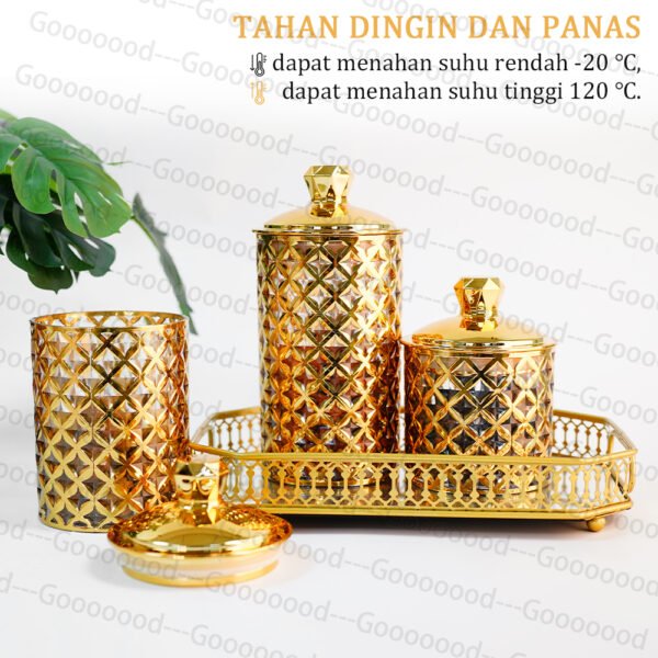 Stoples makanan serbaguna / Stoples akrilik dengan segel berlian / Stoples tertutup rapat / Stoples emas / Stoples Idul Fitri / Stoples Lebaran Emas Toples Mewa