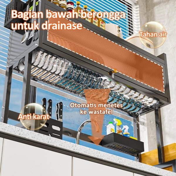 iSPECLE Rak Piring Tertutup Rak Piring Wastafel Dengan Penutup Multi-fungsi Rak Dapur Rak Piring Kabinet Rak Penyimpanan Piring Anti Serangga Dan Debu