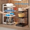iSPECLE 3/4/5 Tingkat Adjustable Rak Dapur Stainless Steel Bawah Wastafel Pot Rak Rack Panci Wastafel Dapur Rak Panci Susun Rak