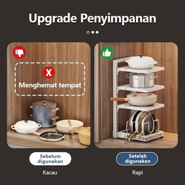 iSPECLE 3/4/5 Tingkat Adjustable Rak Dapur Stainless Steel Bawah Wastafel Pot Rak Rack Panci Wastafel Dapur Rak Panci Susun Rak