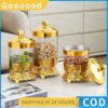 Toples Penyimpanan Makanan Ringan Kedap Udara Plastik Mewah Set Toples Emas Estetika/toples lebaran