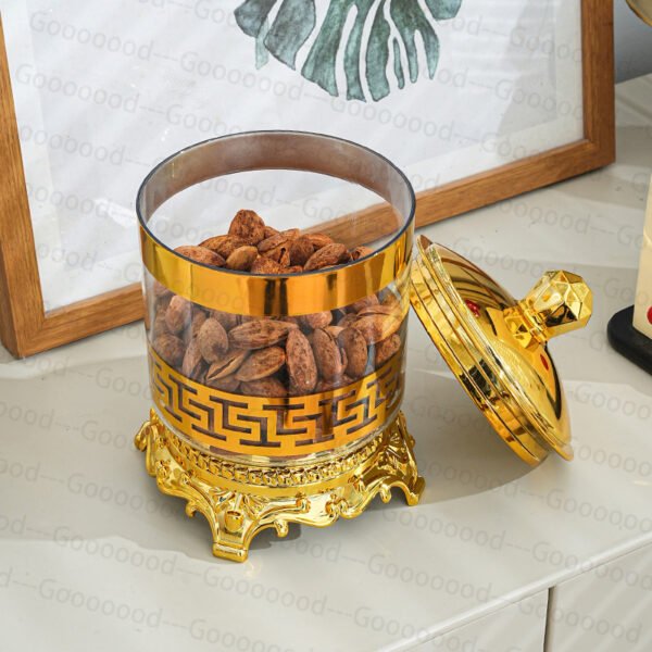 Toples Penyimpanan Makanan Ringan Kedap Udara Plastik Mewah Set Toples Emas Estetika/toples lebaran