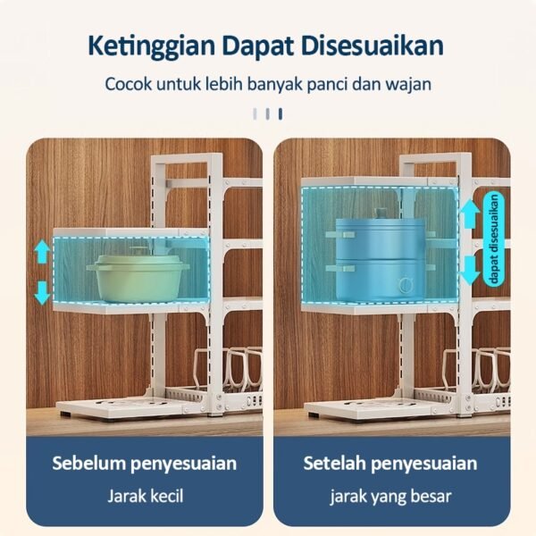 iSPECLE 3/4/5 Tingkat Adjustable Rak Dapur Stainless Steel Bawah Wastafel Pot Rak Rack Panci Wastafel Dapur Rak Panci Susun Rak