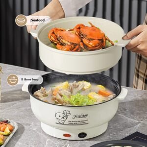 Panci Listrik Multifungsi Anti Lengket Free kukusan / Steamer Lapis Keramik Teflon cooking pot Serbaguna