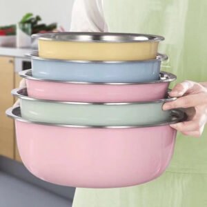 Baskom Stainless Steel 5in1 Warna Warni Tebal High Quality