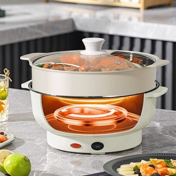 id-11134207-7rbk4-m8csvevb7x8t60 Panci Listrik Multifungsi Anti Lengket Free kukusan / Steamer Lapis Keramik Teflon cooking pot Serbaguna