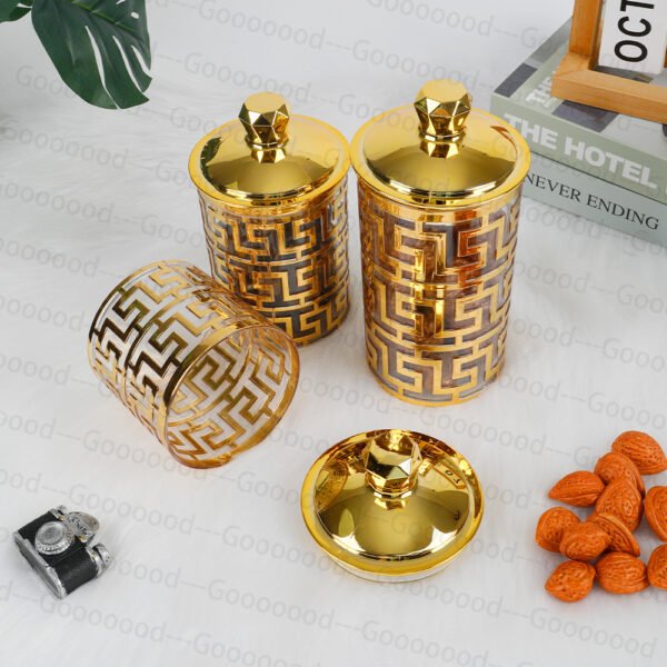 Toples Penyimpanan Emas Mewah Estetika/Toples Makanan Serbaguna/Set Toples Akrilik/Toples Tertutup/Toples Emas Mewah/toples kedap udara/toples lebaran